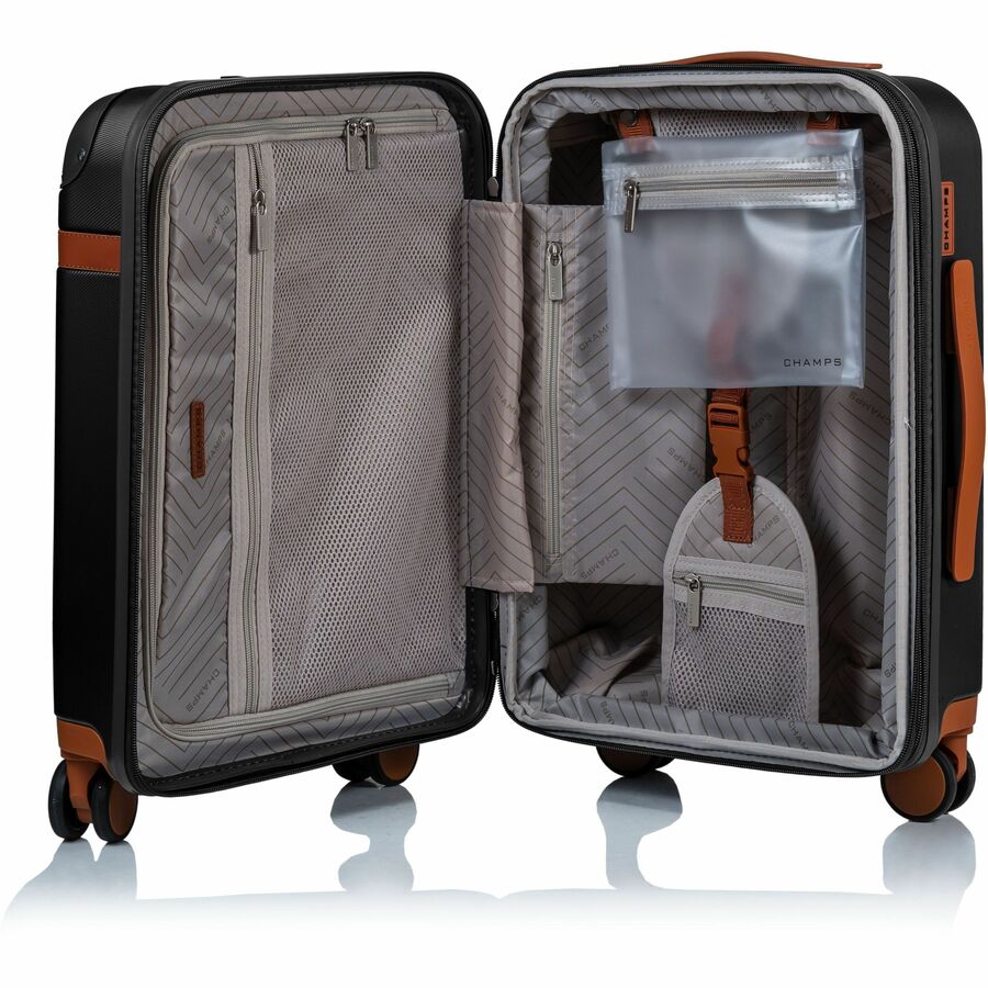 CHAMPS Vintage Collection Hardside Carry-on Luggage | Ivory | Lightweight Polycarbonate | TSA Lock | USB Charging Port