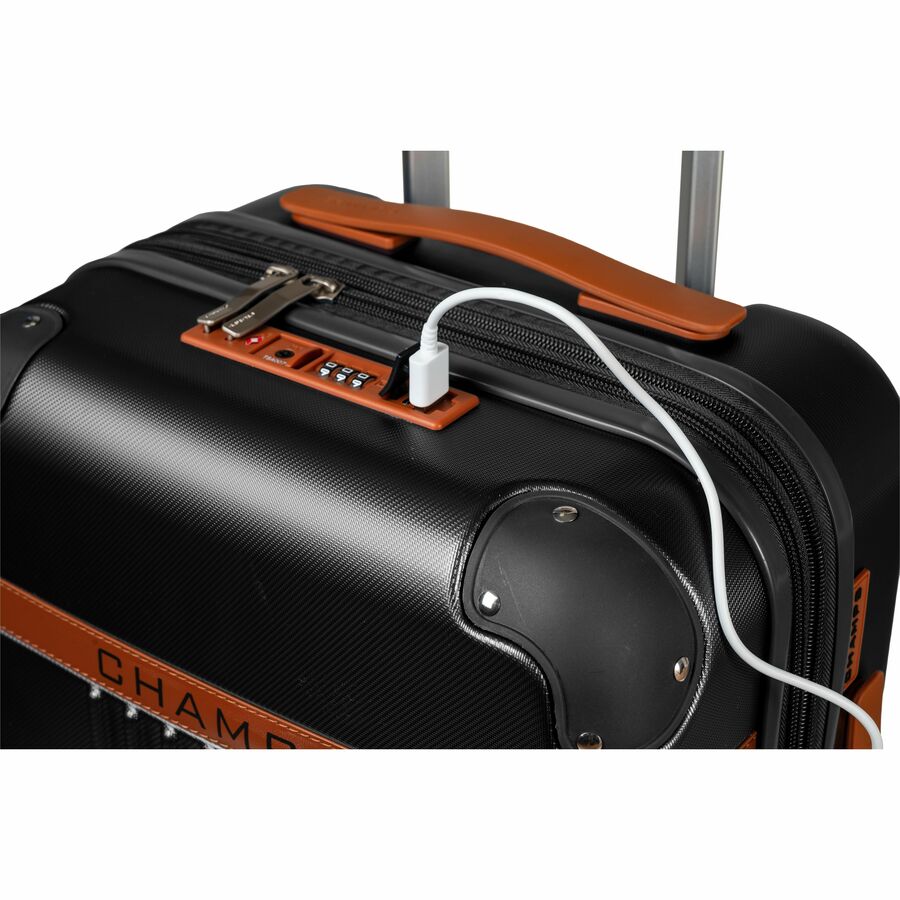 CHAMPS Vintage Collection Hardside Carry-on Luggage | Ivory | Lightweight Polycarbonate | TSA Lock | USB Charging Port