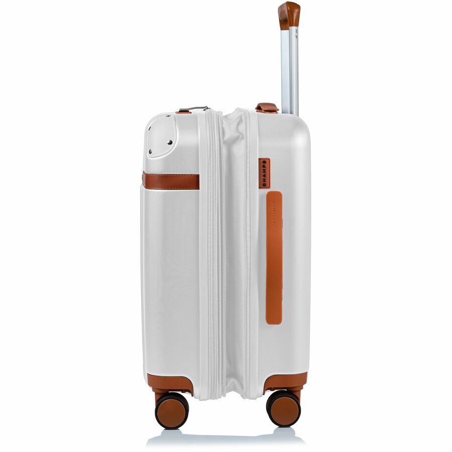 CHAMPS Vintage Collection Hardside Carry-on Luggage | Ivory | Lightweight Polycarbonate | TSA Lock | USB Charging Port
