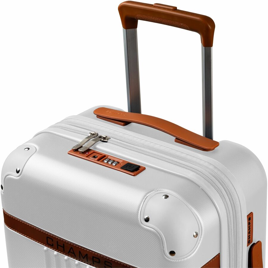 CHAMPS Vintage Collection Hardside Carry-on Luggage | Ivory | Lightweight Polycarbonate | TSA Lock | USB Charging Port