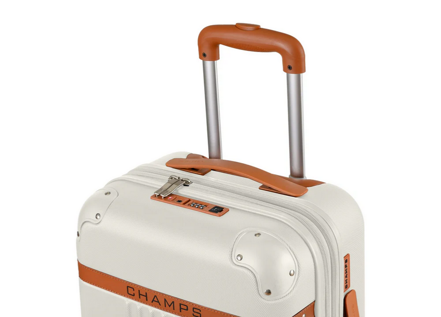CHAMPS Vintage Collection Hardside Carry-on Luggage | Ivory | Lightweight Polycarbonate | TSA Lock | USB Charging Port