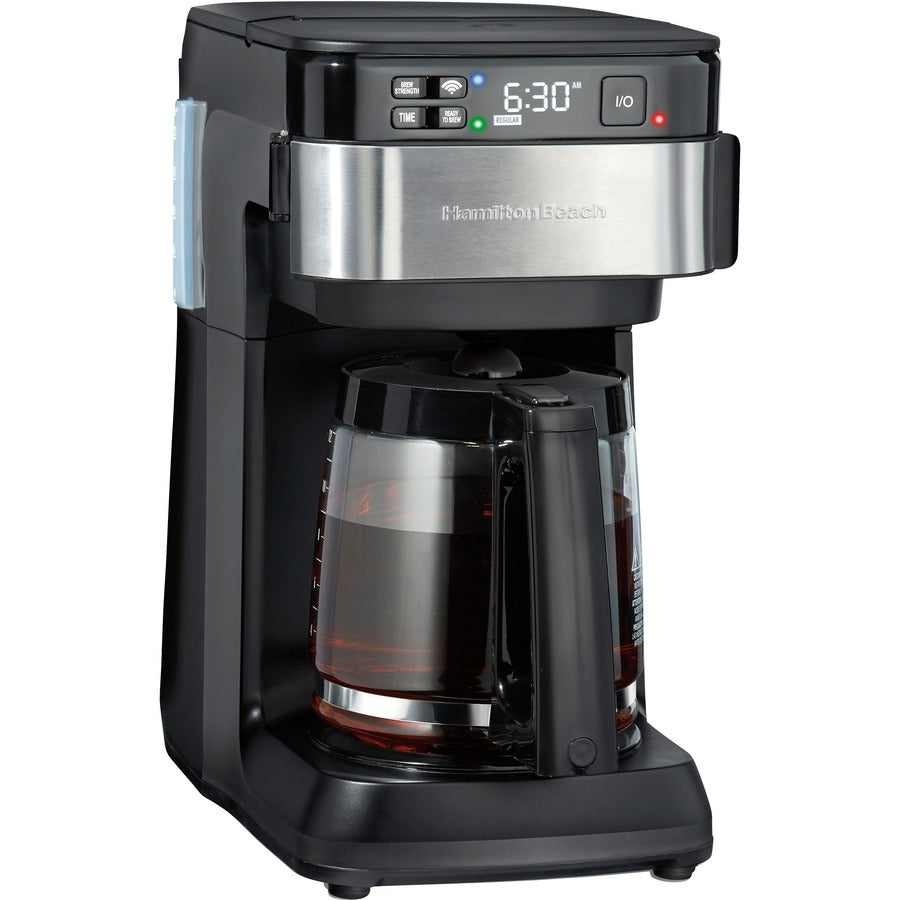 Hamilton Beach Smart 12 Cup Coffee Maker | Alexa Compatible, Programmable, Adjustable Brew Strength | Black & Stainless Steel