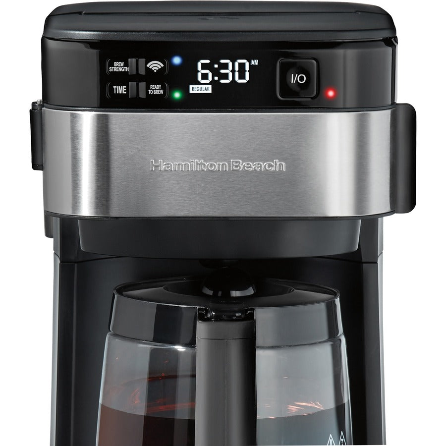 Hamilton Beach Smart 12 Cup Coffee Maker | Alexa Compatible, Programmable, Adjustable Brew Strength | Black & Stainless Steel