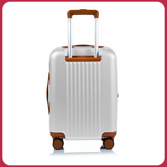 CHAMPS Vintage Collection Hardside Carry-on Luggage | Ivory | Lightweight Polycarbonate | TSA Lock | USB Charging Port