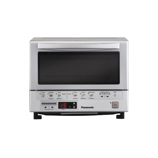 Panasonic FlashXpress 1300W Toaster Oven | Double Infrared Heating, 4-Slice Capacity, Toast, Bagel, Waffle, Silver