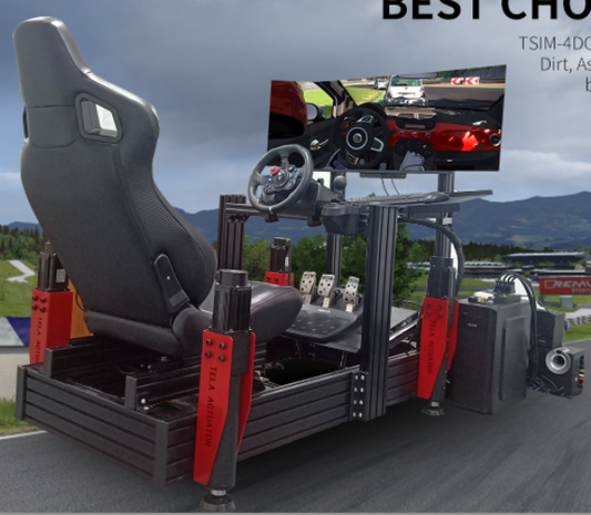 4DOF Motion Racing Simulator Rig with MOZA R12 Steering, Triple Monitor, 49" Display & PC – Pro-Level Racing Cockpit